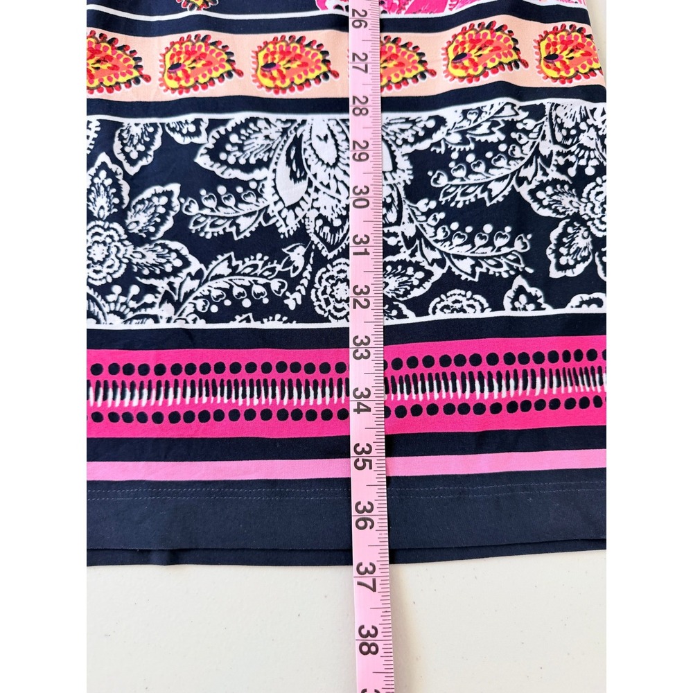Eliza J Floral Paisley 3/4 Sleeve Shift Dress Navy Pink Vacation Travel 8 M - Picture 7 of 8